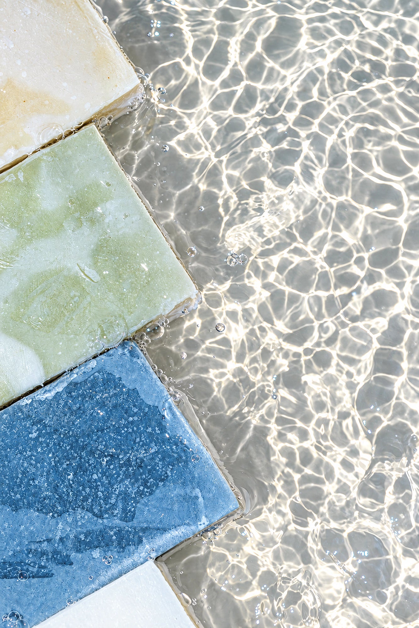 Remainder soap bars in water
