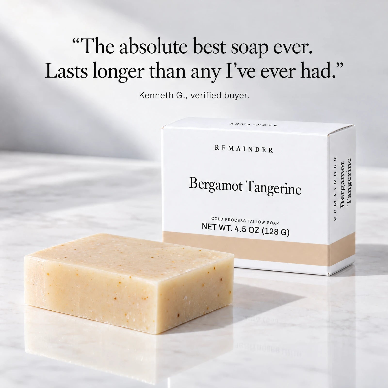 Remainder Bergamot Tangerine tallow bar soap: a customer review