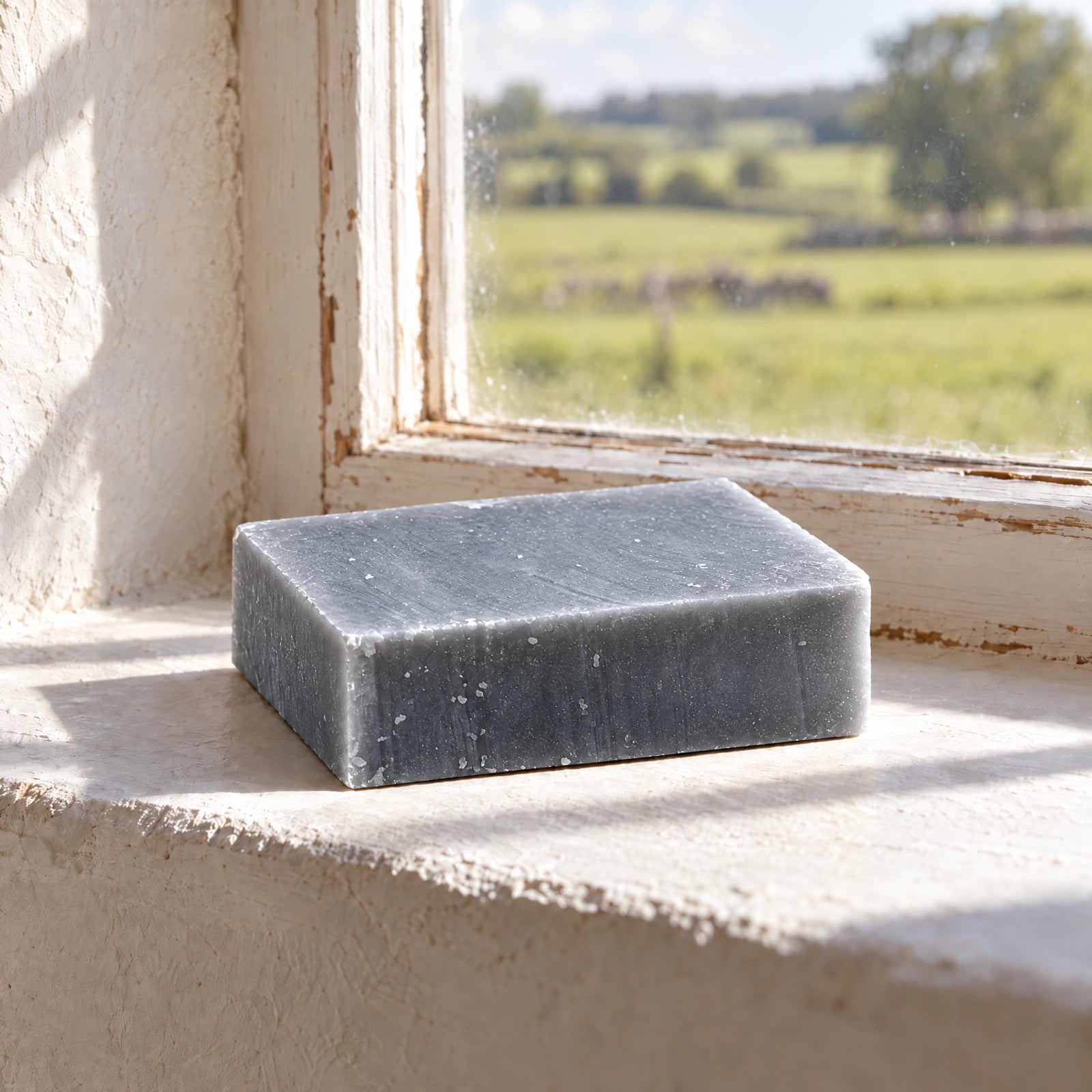 Remainder Eucalyptus Charcoal tallow bar soap: the bare bar
