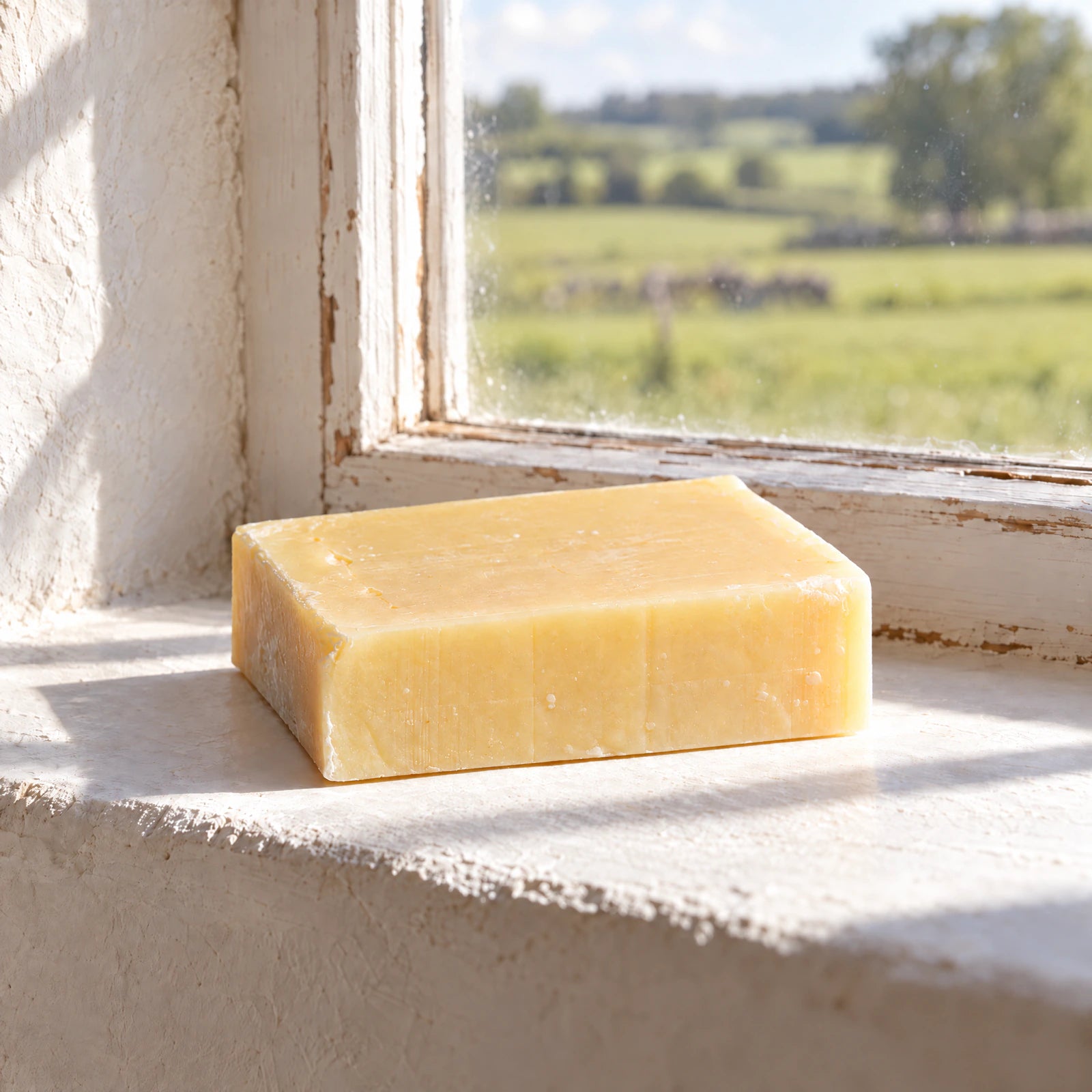 Remainder Lemon Litsea tallow bar soap: the bare bar