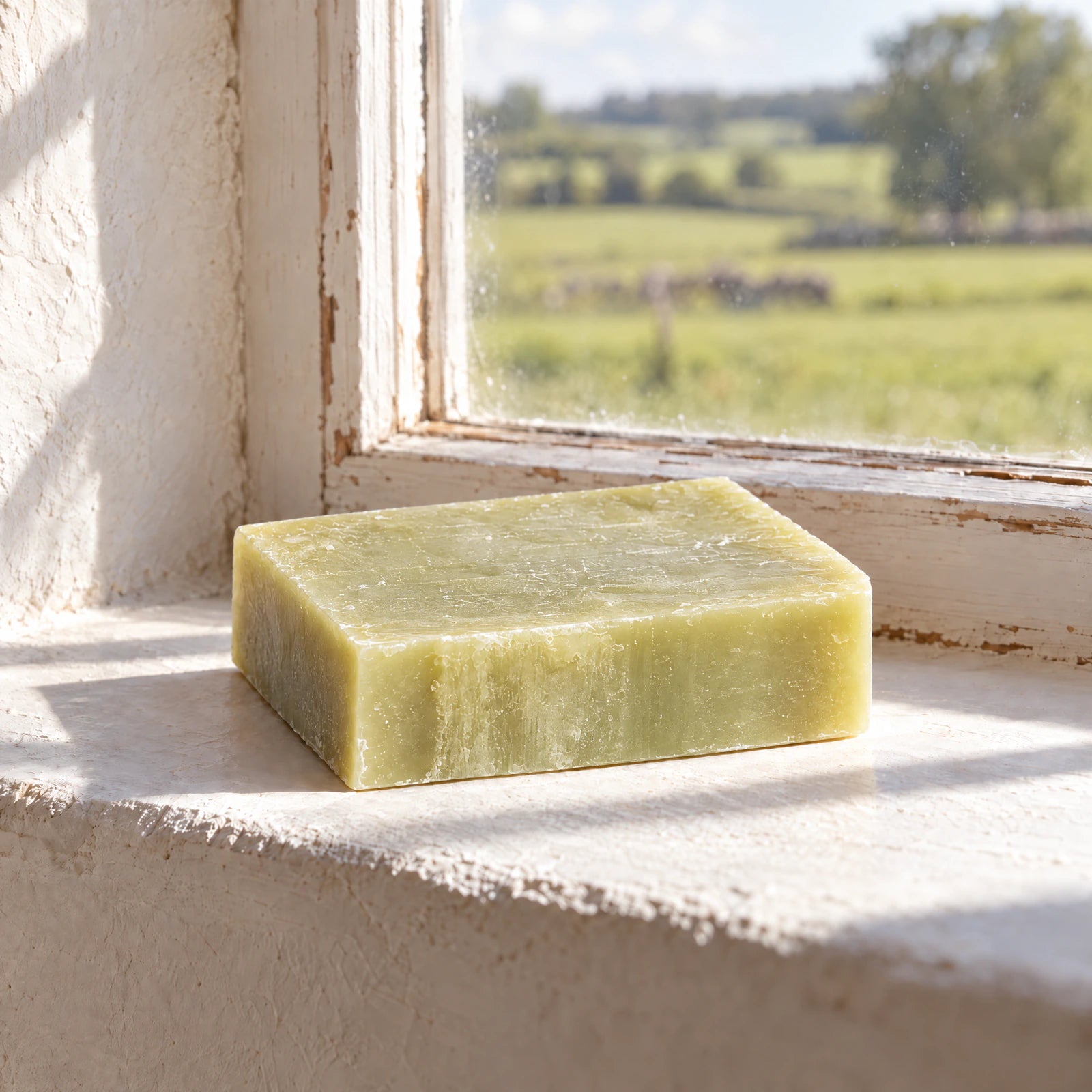 Remainder Pine Cedarwood tallow bar soap: the bare bar