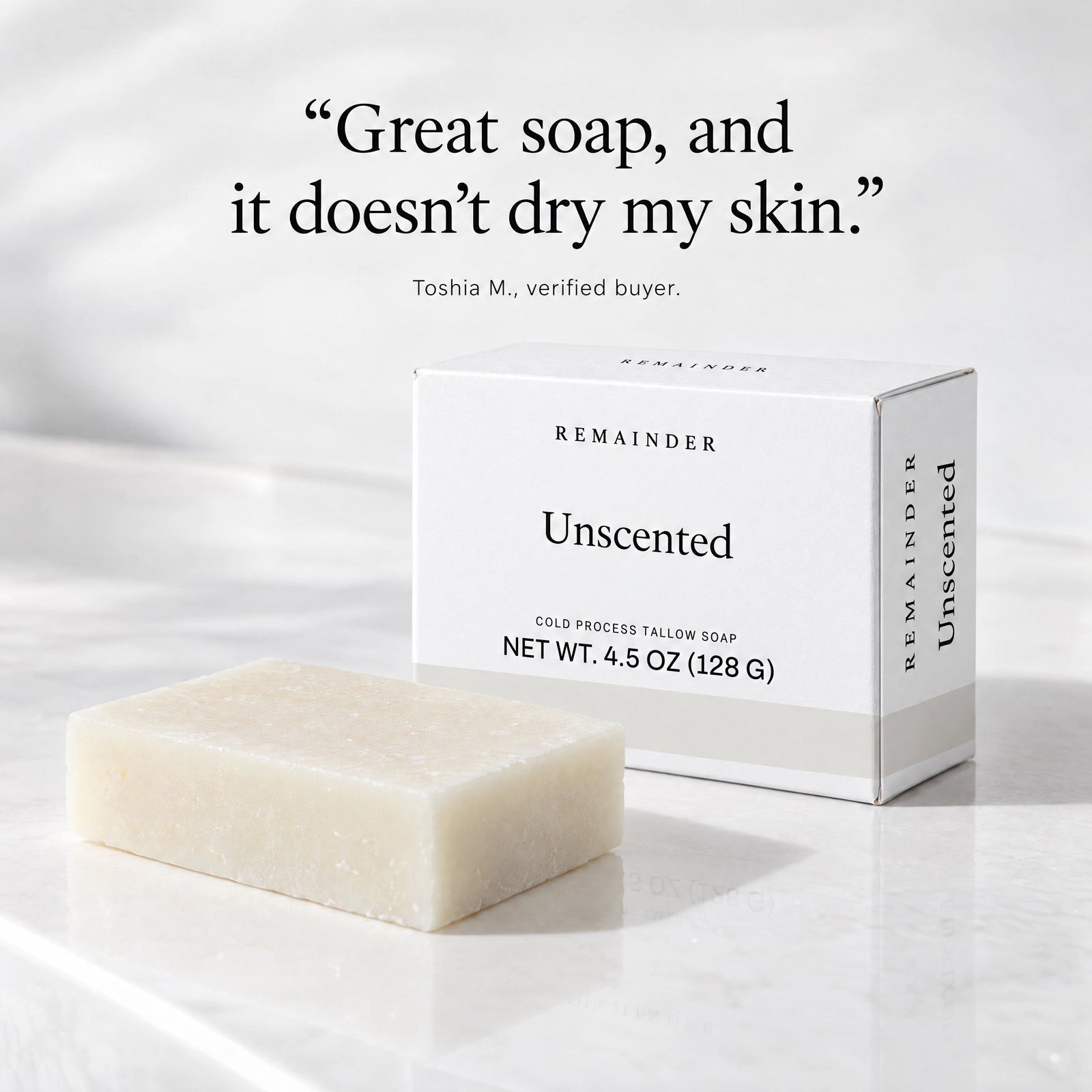 Remainder Unscented tallow bar soap: a customer review
