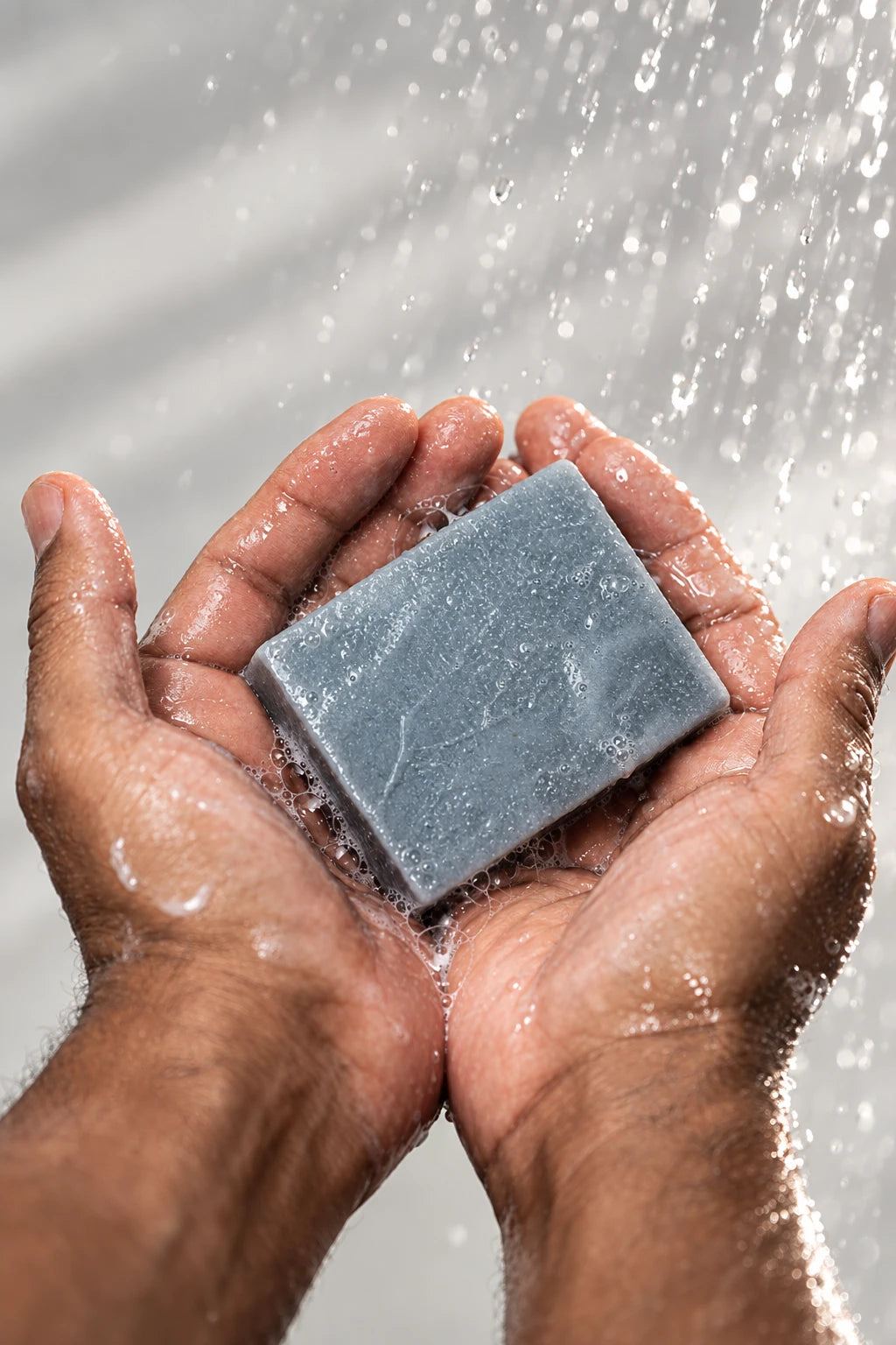 Washing with a bar of soap